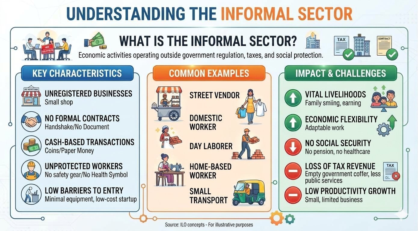 Understanding the Informal Sector - key characteristics, common examples, and impact and challenges